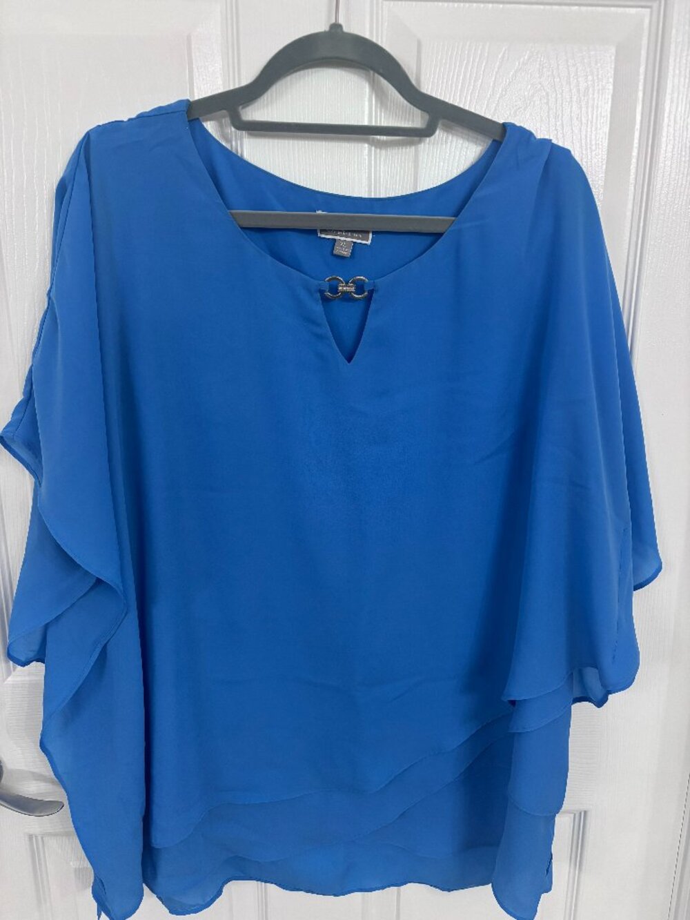 Bright Blue Soft-draped Blouse